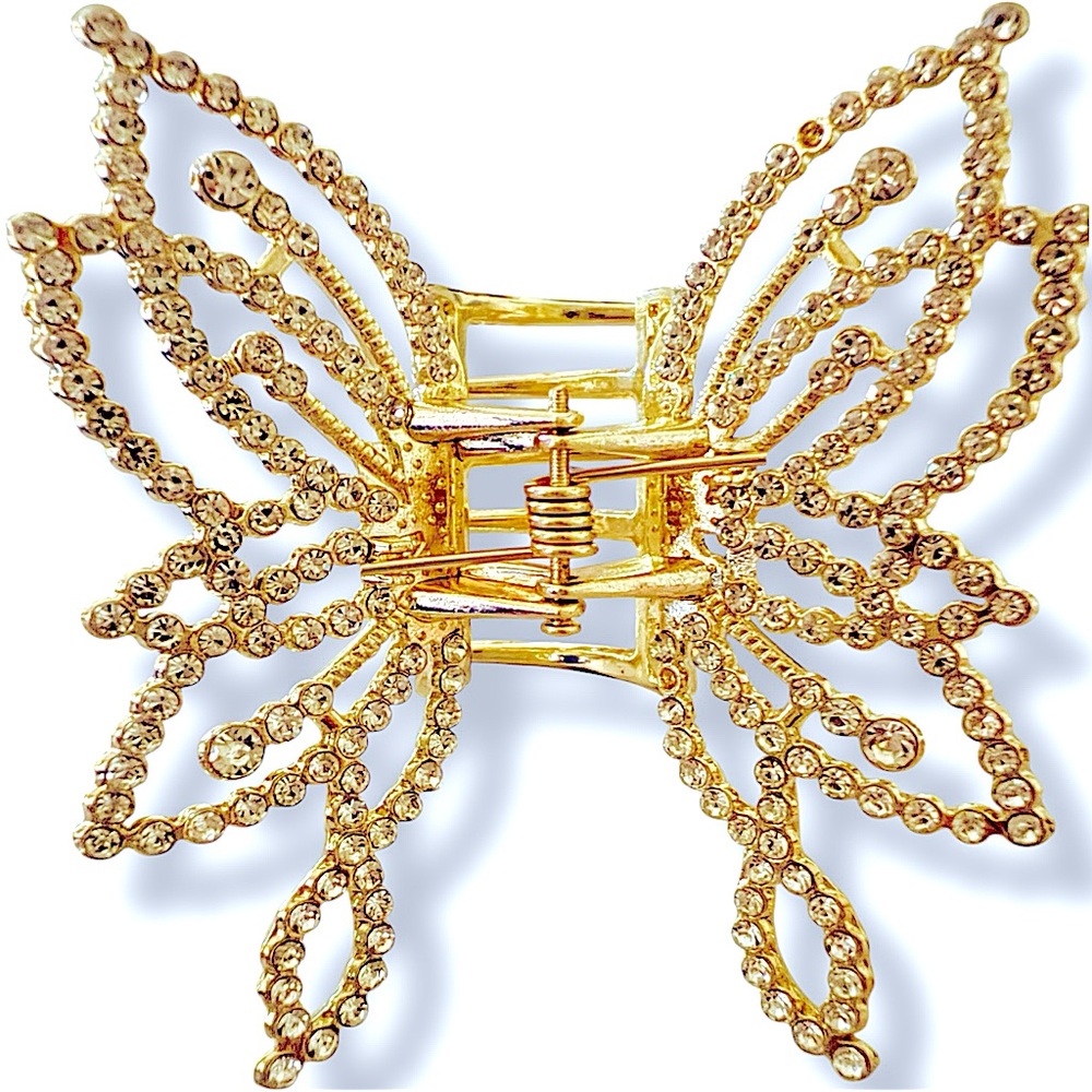NWT Gold Butterfly Hair Clip with Rhinestone Accents - Picture 4 of 10